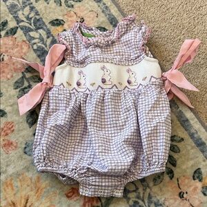 Smocked Easter Girls Bubble Outfit 9mo